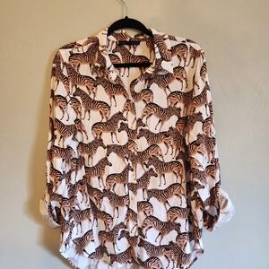 Jane and Delancey Zebra Pattern Button Down Shirt